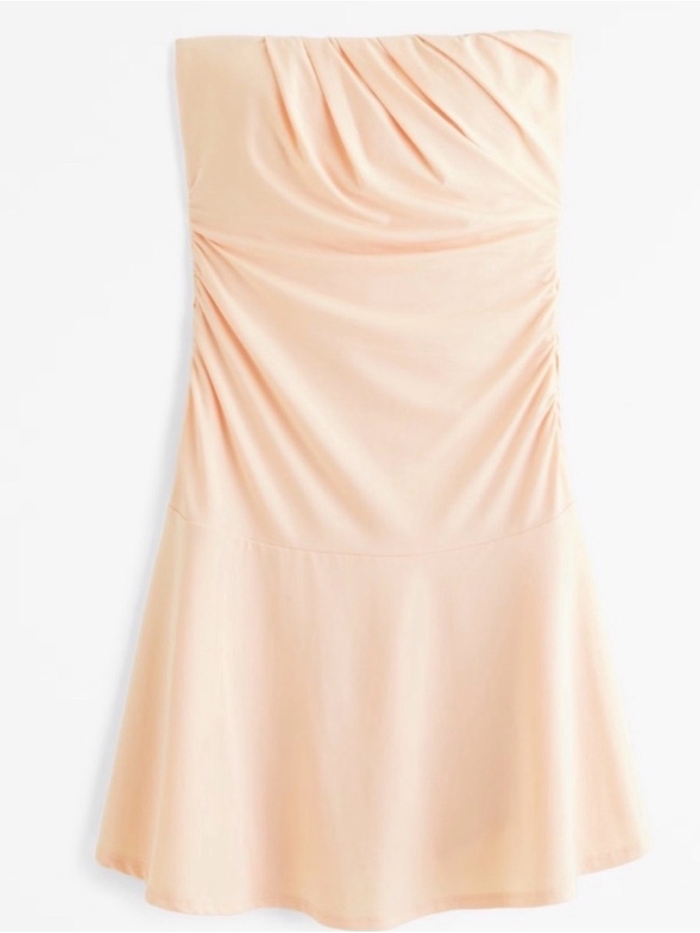 Abercrombie & Fitch Strapless Ruched Mini Dress NWT Medium Built In Shorts Peach